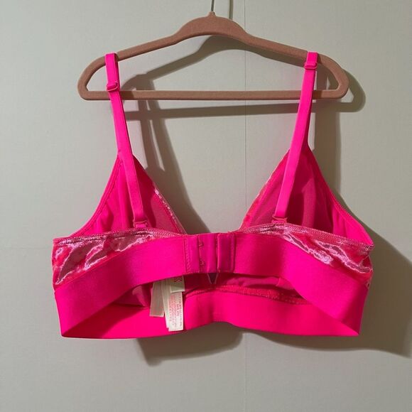 Victorias Secret Pink Size S Pink Velvet Bralette Triangle - Picture 2 of 3